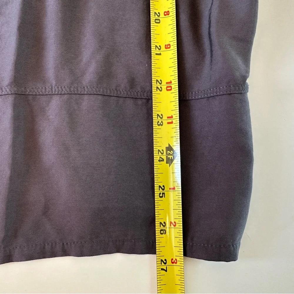 Zara Blouse Top Women's L Gray Classic Boat Neck Long Sleeve Side Split Pullover_7